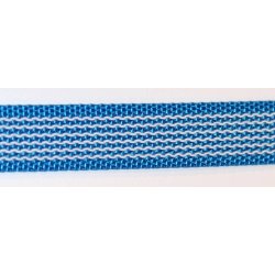 ANTI-SLIPLINE "DOGSPORT" DELUXE MED SPECIEL HNDSTOP AF 20MM GUMMIBELAGT WEBBINGBND MED SLVFARVET KARABIN - BL/HVID.