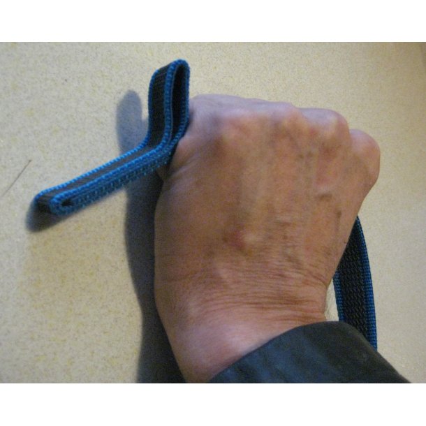 ANTI-SLIPLINE "DOGSPORT" DELUXE MED SPECIEL H&Aring;NDSTOP AF 15MM GUMMIBELAGT WEBBINGB&Aring;ND MED S&Oslash;LVFARVET KARABIN - TURKIS.