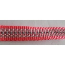 ANTI-SLIP "REFLEKSLINE" MED S&Oslash;LV-FARVET REFLEKSTSTRIBE "DOGSPORT" DELUXE MODEL MED SPECIAL H&Aring;NDSTOP AF 20MM GUMMIBELAGT WEBBINGB&Aring;ND MED S&Oslash;LVFARVET KARABIN - NEONROSA/REFLEKS-STRIBE.