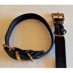 HALSBND AF BLDT SORT FEDTLDER - 20MM x 45CM (HALSVIDDE 35 - 43CM).