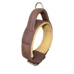 LDERHALSBND "HETZ" LUKSUSMODEL MED POLSTRING OG HNDTAG AF BRUNT FEDTLDER. "VLG IMELLEM 6 LNGDER"