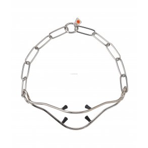 UDSTILLINGSHALSBÅND M/BØJLE + PLASTKNOPPER AF RUSTFRIT STÅL. 