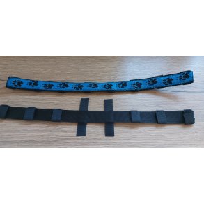 WEBBINGSKJULER MED VELCROLUKNING TIL HALSBND - BL MED SORT HUNDEPOTER STR. B. 3 x L. 44,5 CM.