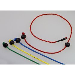 INDVIRKNINGS-HALSBND M/2 KUGLER + 1 RING "MALLESLIPS" . 4MM x 80 CM. "VLG IMELLEM 3 FARVER"