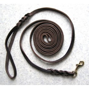 LDERLINE 300 CM AF BRUNT FEDTLDER M/INDFLETTET HNDTAG OG MESSINGKARABIN. 