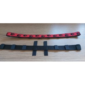 WEBBINGSKJULER MED VELCROLUKNING TIL HALSBND - RD MED SORT HUNDEPOTER STR. B. 3 x L. 44,5 CM.