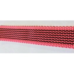 ANTI-SLIPLINE "DOGSPORT" DELUXE MED H&Aring;NDTAG AF 15MM GUMMIBELAGT WEBBINGB&Aring;ND MED MESSING KARABIN - ROSA.