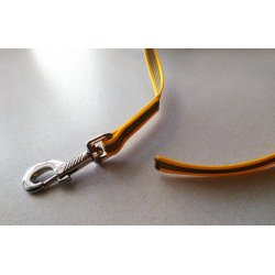 ANTI-SLIPLINE "DOGSPORT" UDEN H&Aring;NDTAG AF 15MM GUMMIBELAGT WEBBINGB&Aring;ND MED MESSING KARABIN - NEONGUL.